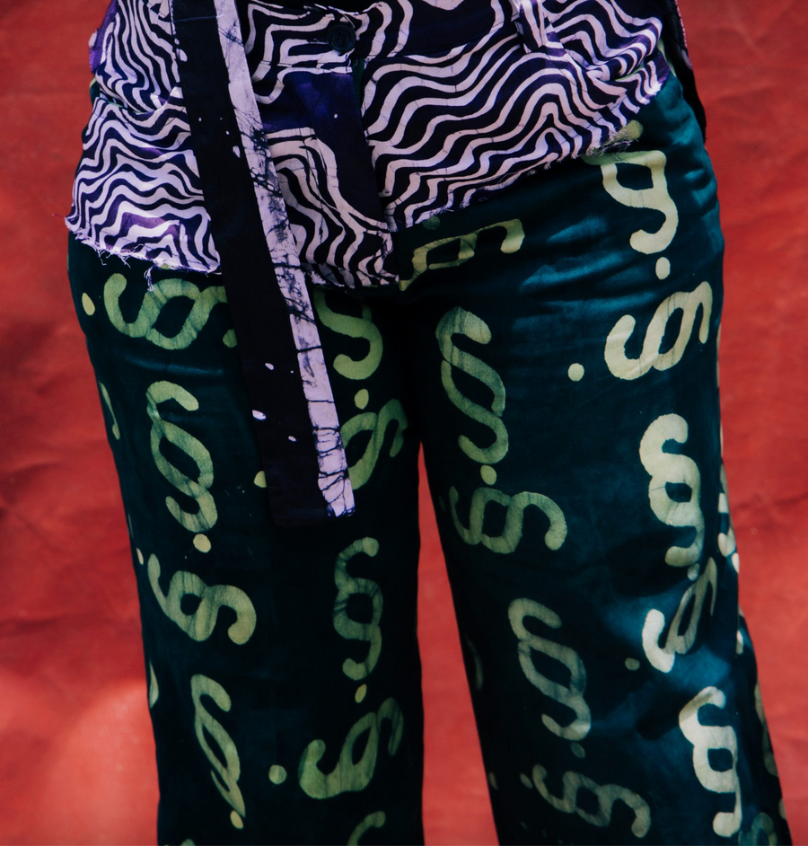 Sisè  Green Logo Straight Lag Pants