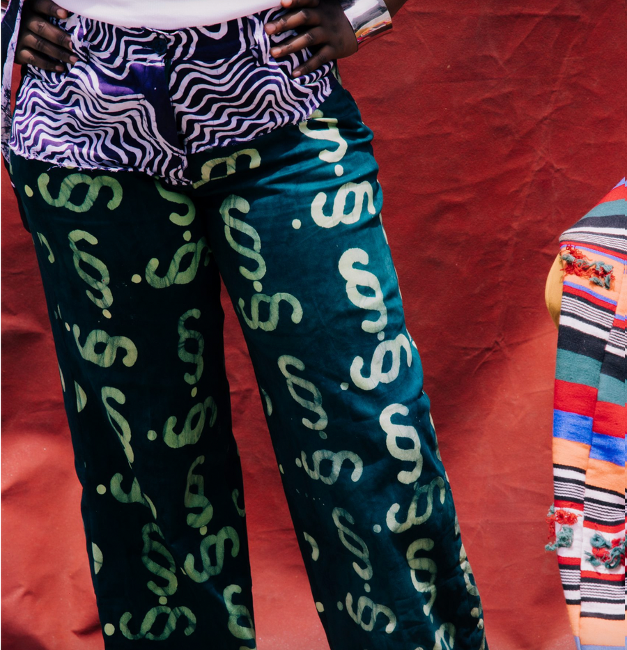 Sisè  Green Logo Straight Lag Pants