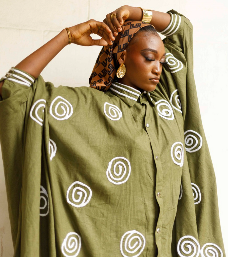 Cute-Saint Agbada Genderless Linen Long Dress