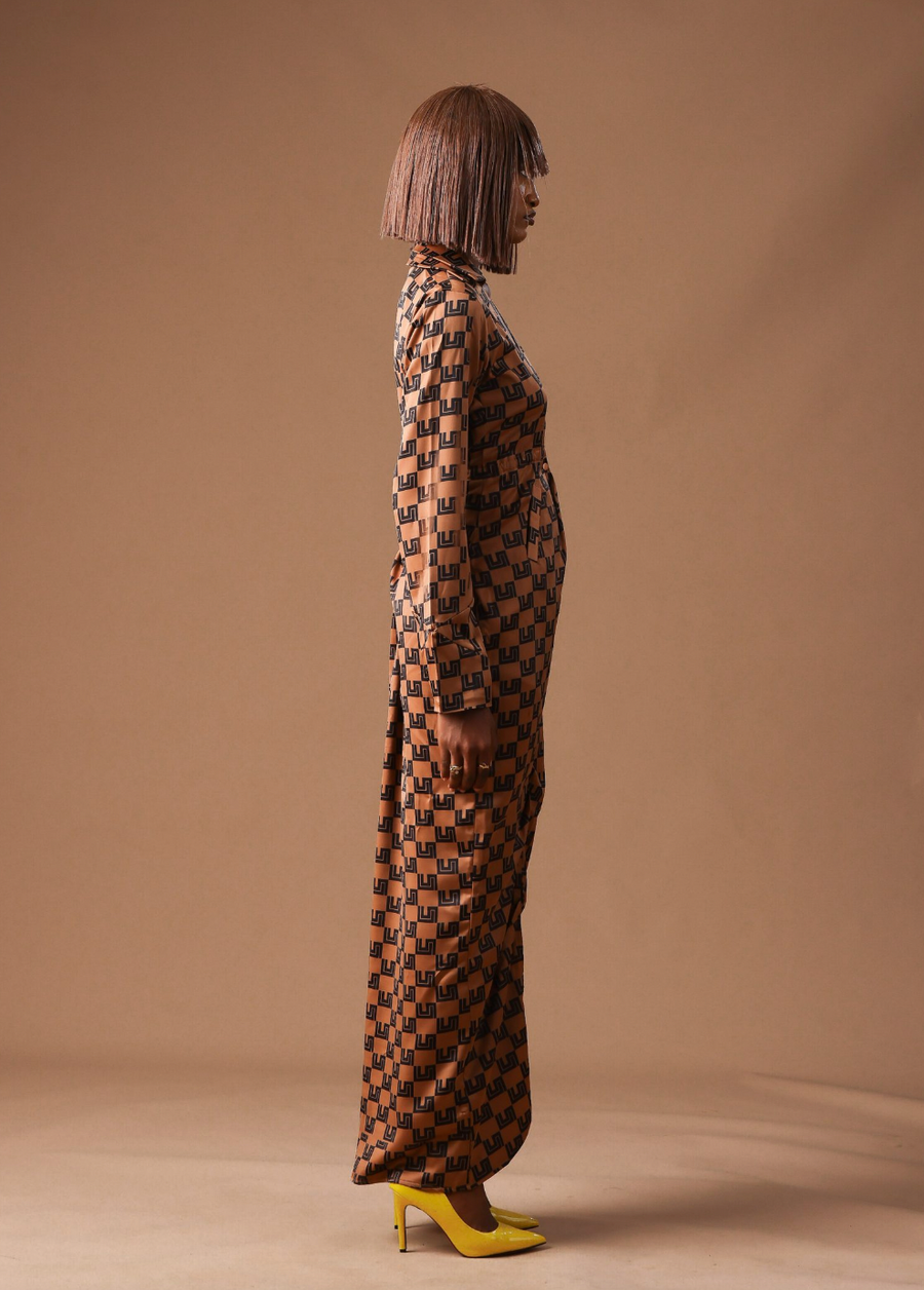 Cute-Saint Printed Silk Gbedu Maxi Dress