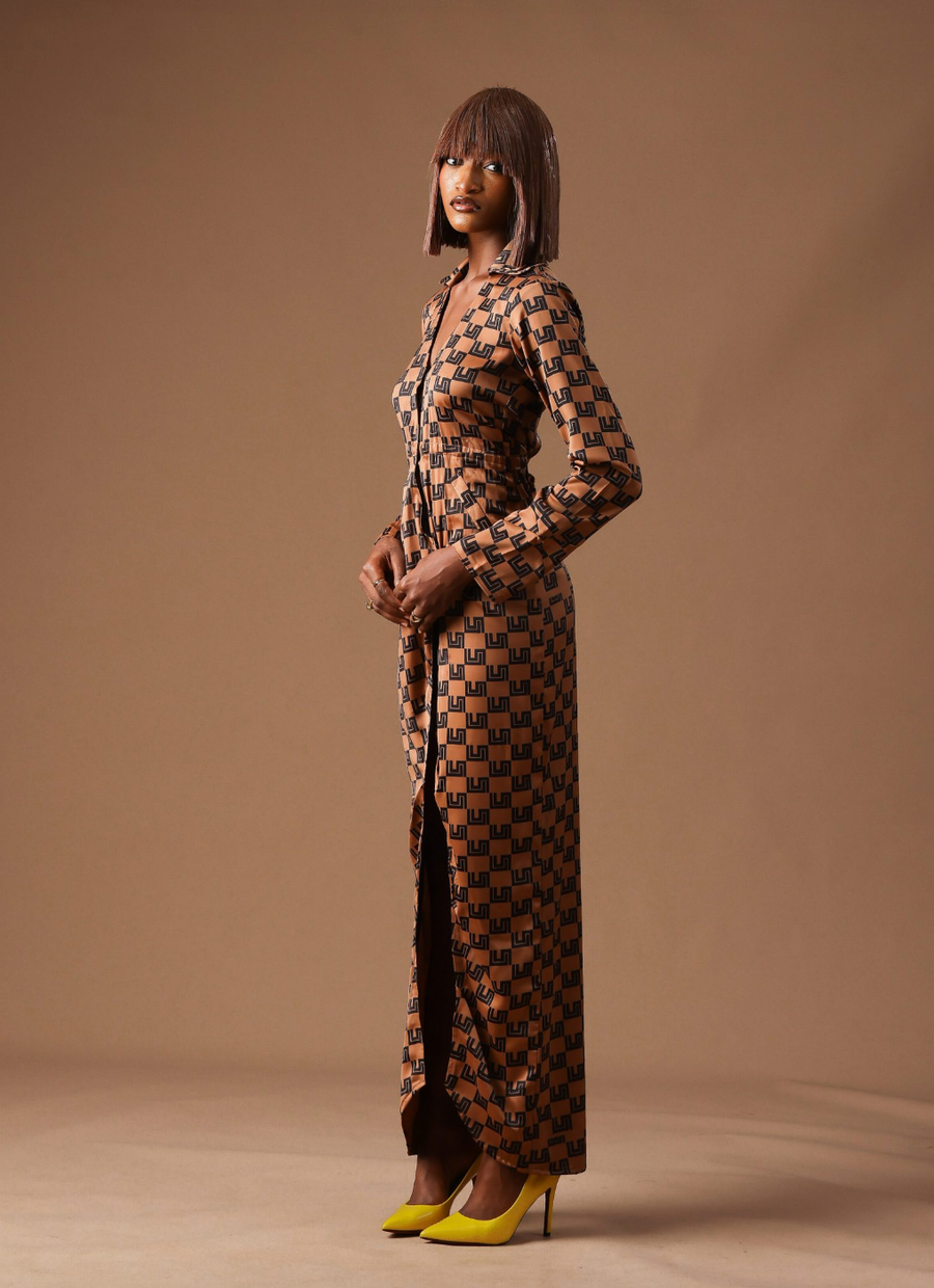 Cute-Saint Printed Silk Gbedu Maxi Dress
