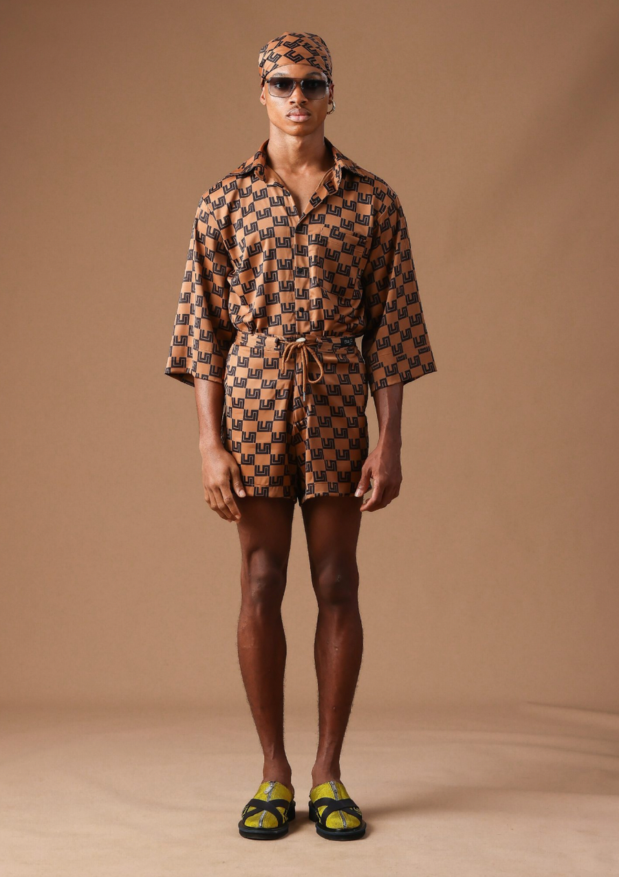 Cute-Saint Gbedu Silk Open Back Short 2 Piece Set