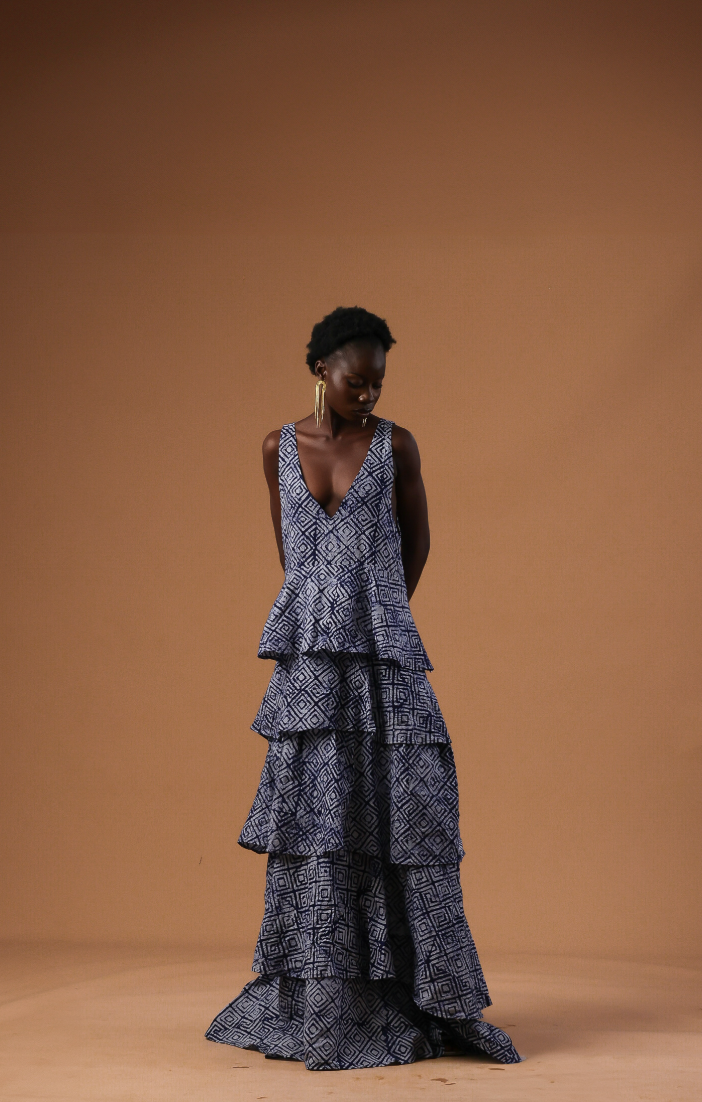 Cute-Saint Sakara Cotton Sleeveless Tiered Maxi Dress