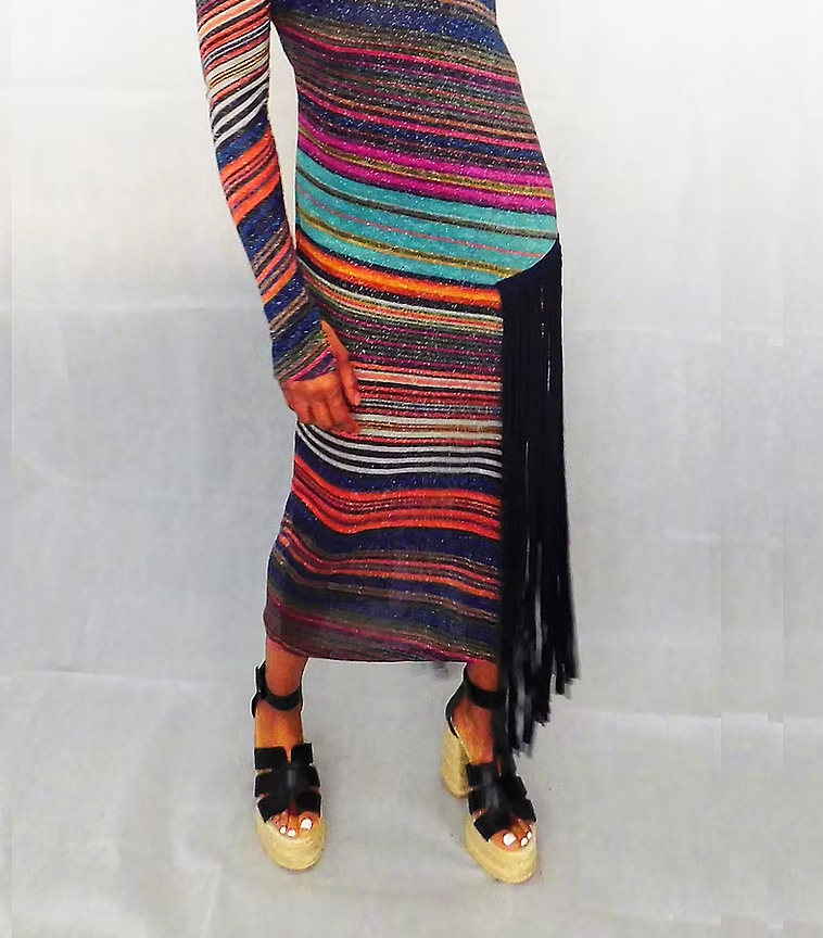 ER-ZU-MAH Multicolour One Sleeve Drape Pocket Dress