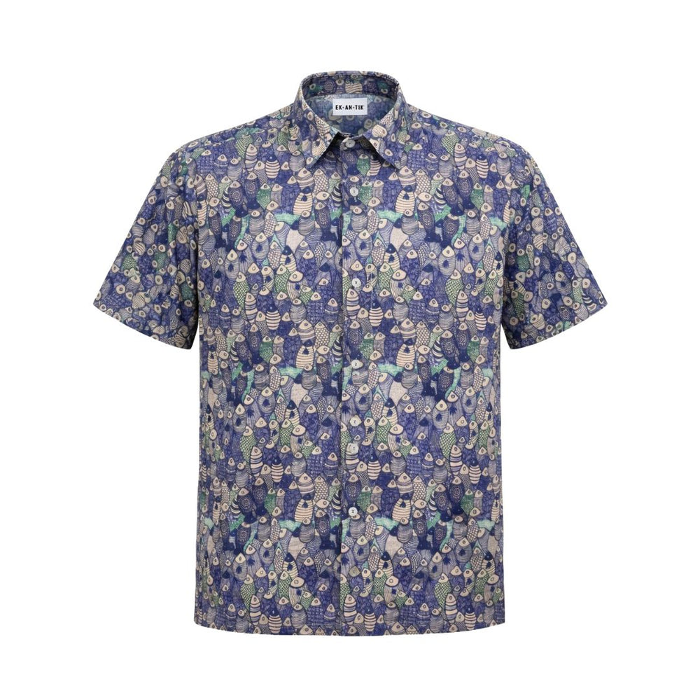 Ekantik Something Fishy Linen Men’s Shirt