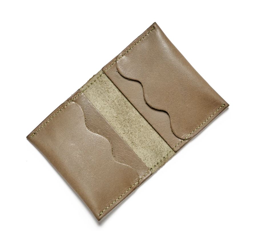 Wave Leather Card Holder - Olive