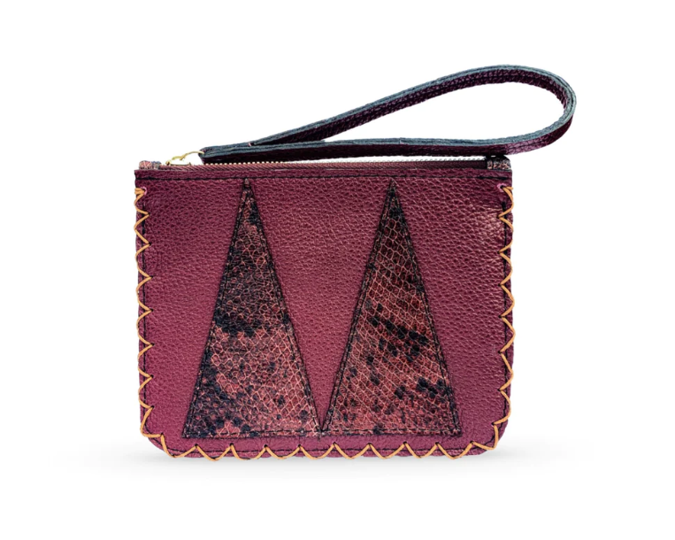 MARTE EGELE FLAT POUCH, Handwoven Cross Stitch Edges Fully lined in Suede