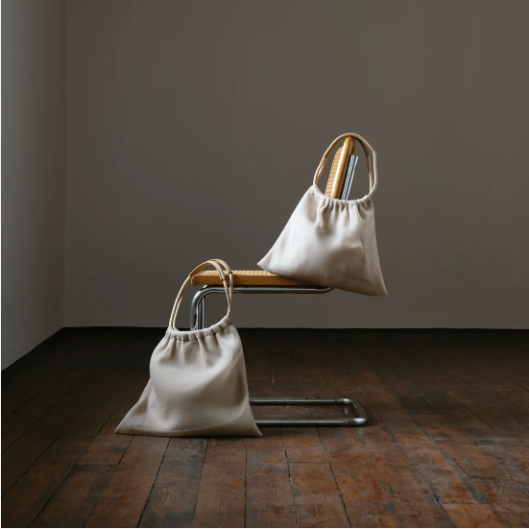 Project Dyad || Sand Leather Strap Moire Tote Bag