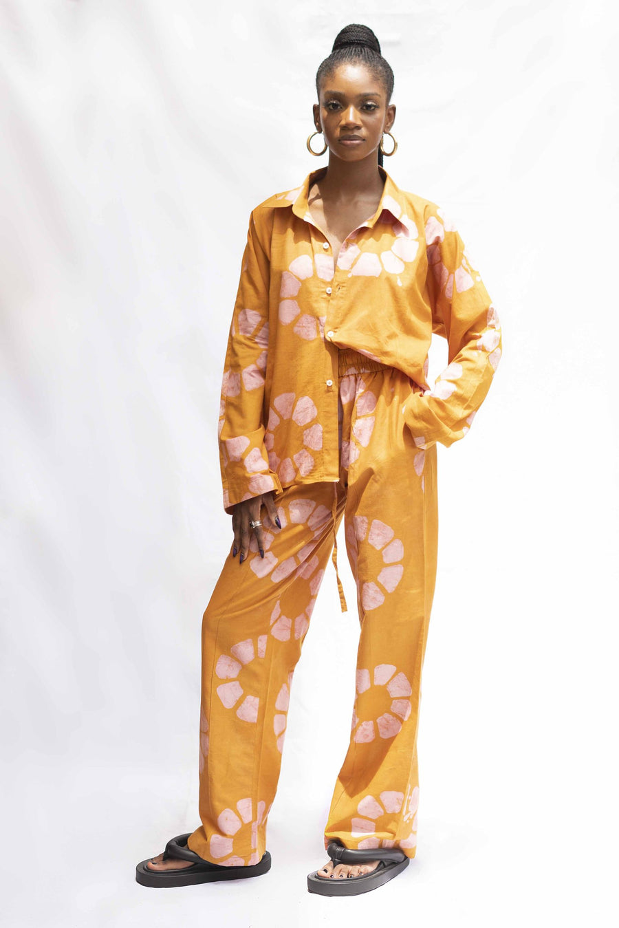 Nyosi Brand Alabar Set, Button Down Shirt with Matching Trousers