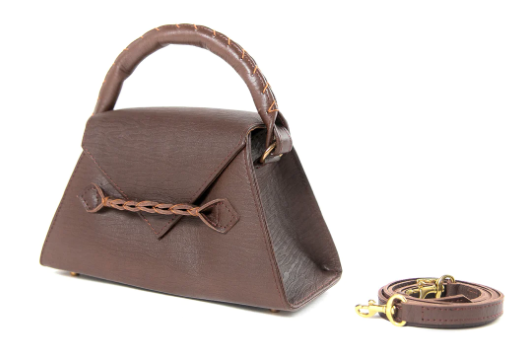 MARTE EGELE BROWN MINI ESE Handwoven Top Handle and Front Closure Strip Front Flap magnetic closure