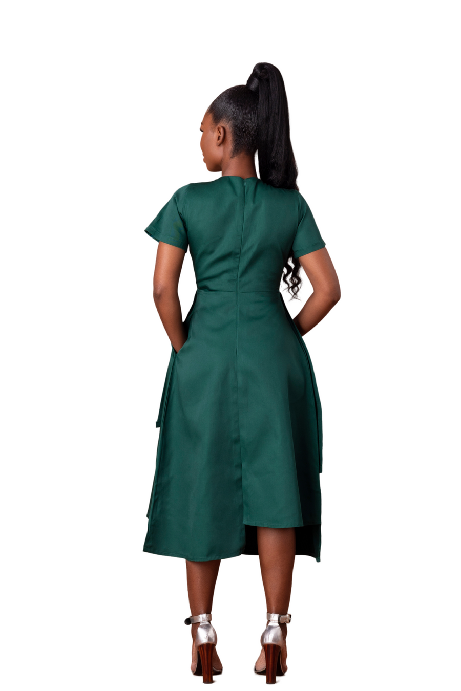 asymmetrical faux wrap dress Metallic faux wrap ruched front asymmetrical midi dress nwt