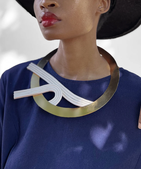 XITA Nako necklace with Brass and leather offcuts