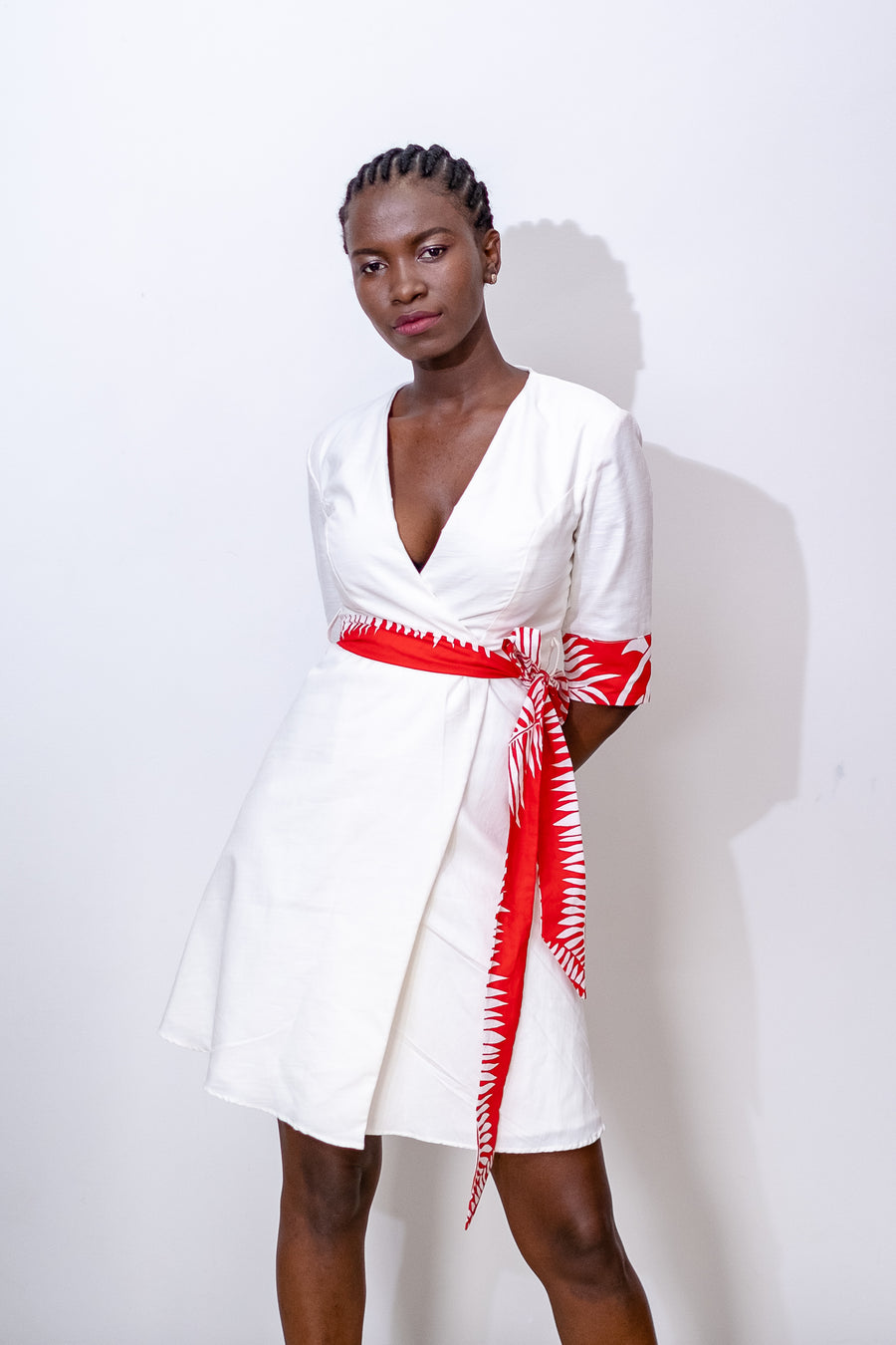 Jila Simple Crossover Dress - White