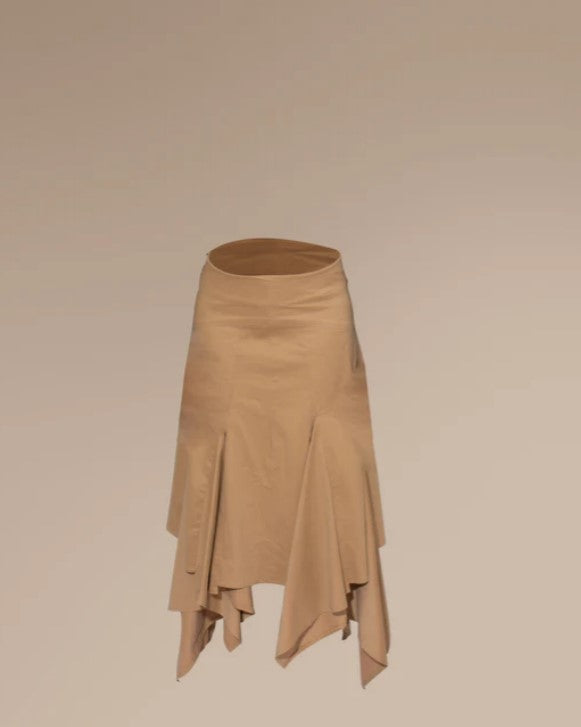 AGA CULTURE Tola Brown Paneled Handkerchief Skirt