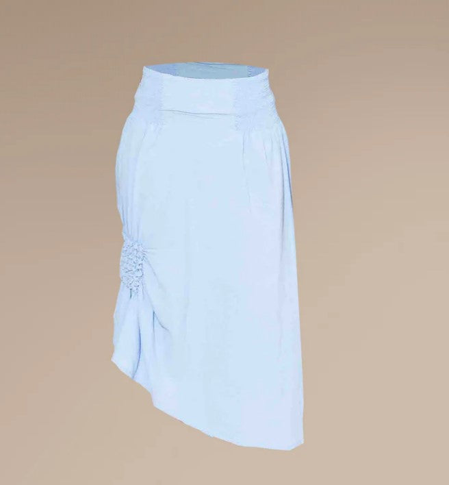 AGA CULTURE Jojo Blue Asymmetric Smocked Skirt
