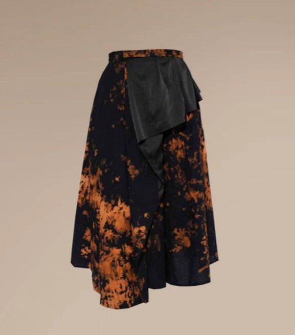AGA CULTURE Jumoke Black Midi Length Wrap Skirt