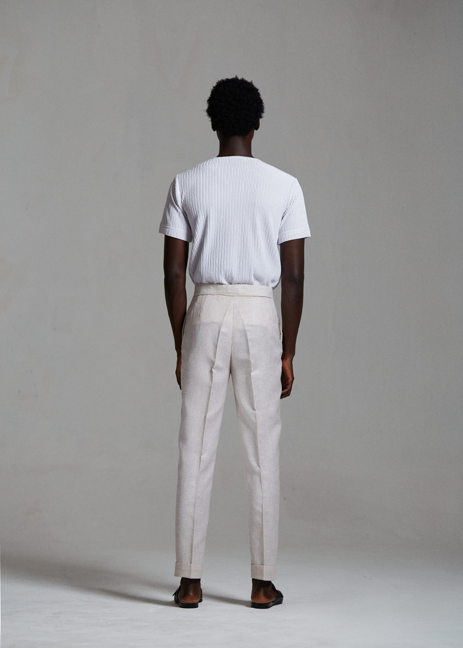 Linen Turn Up Trousers