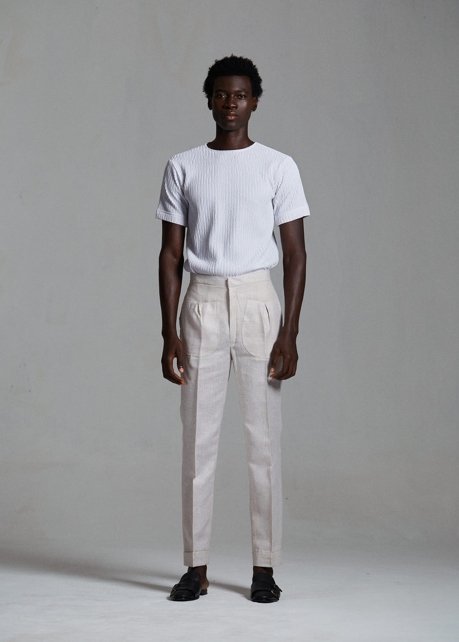 Linen Turn Up Trousers