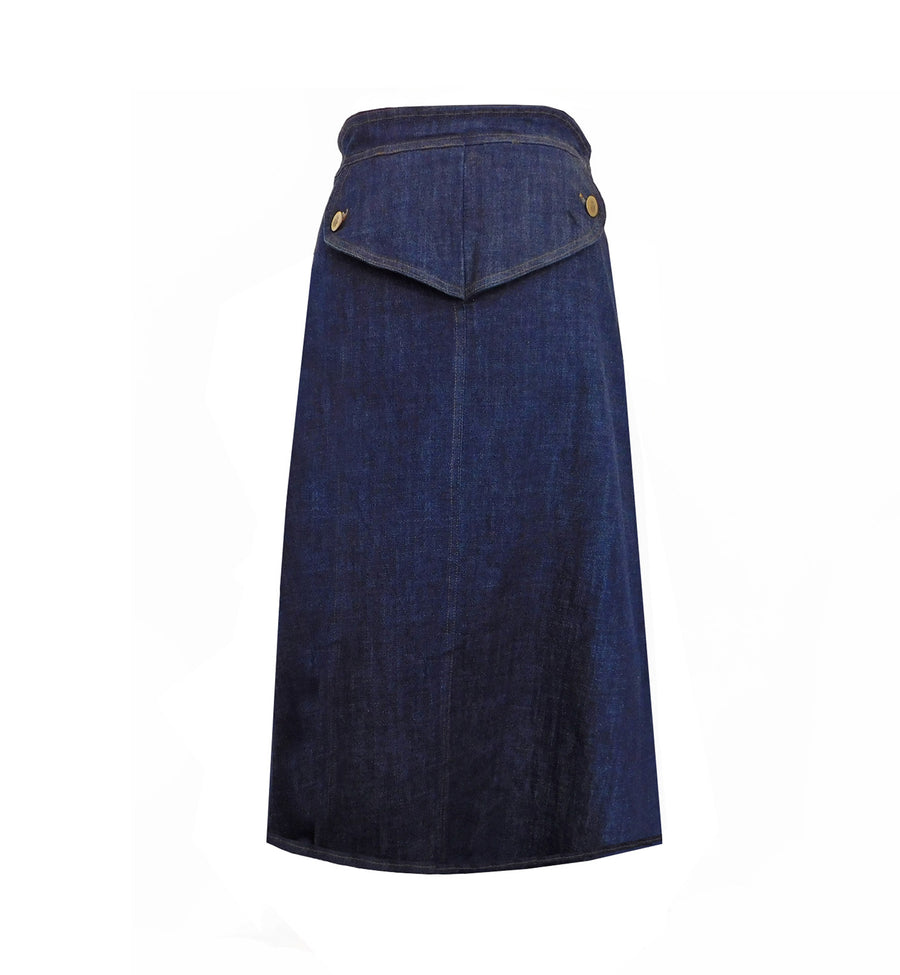 Asantewaa Denim Bumper Skirt - Blue