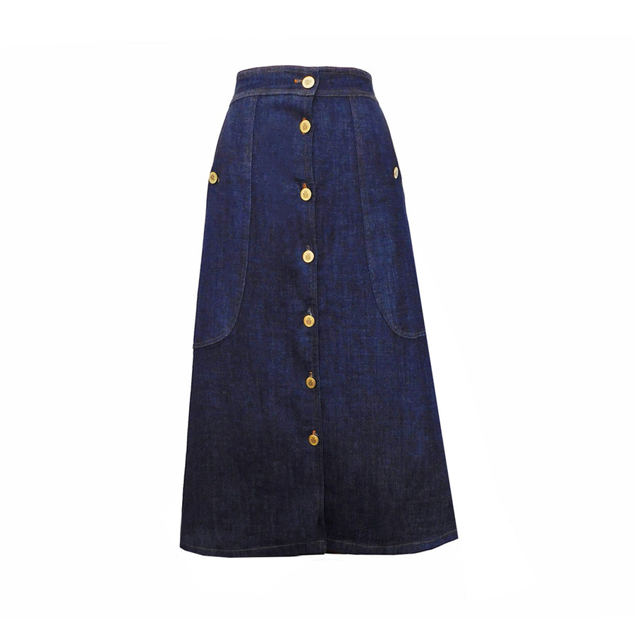Asantewaa Denim Bumper Skirt - Blue