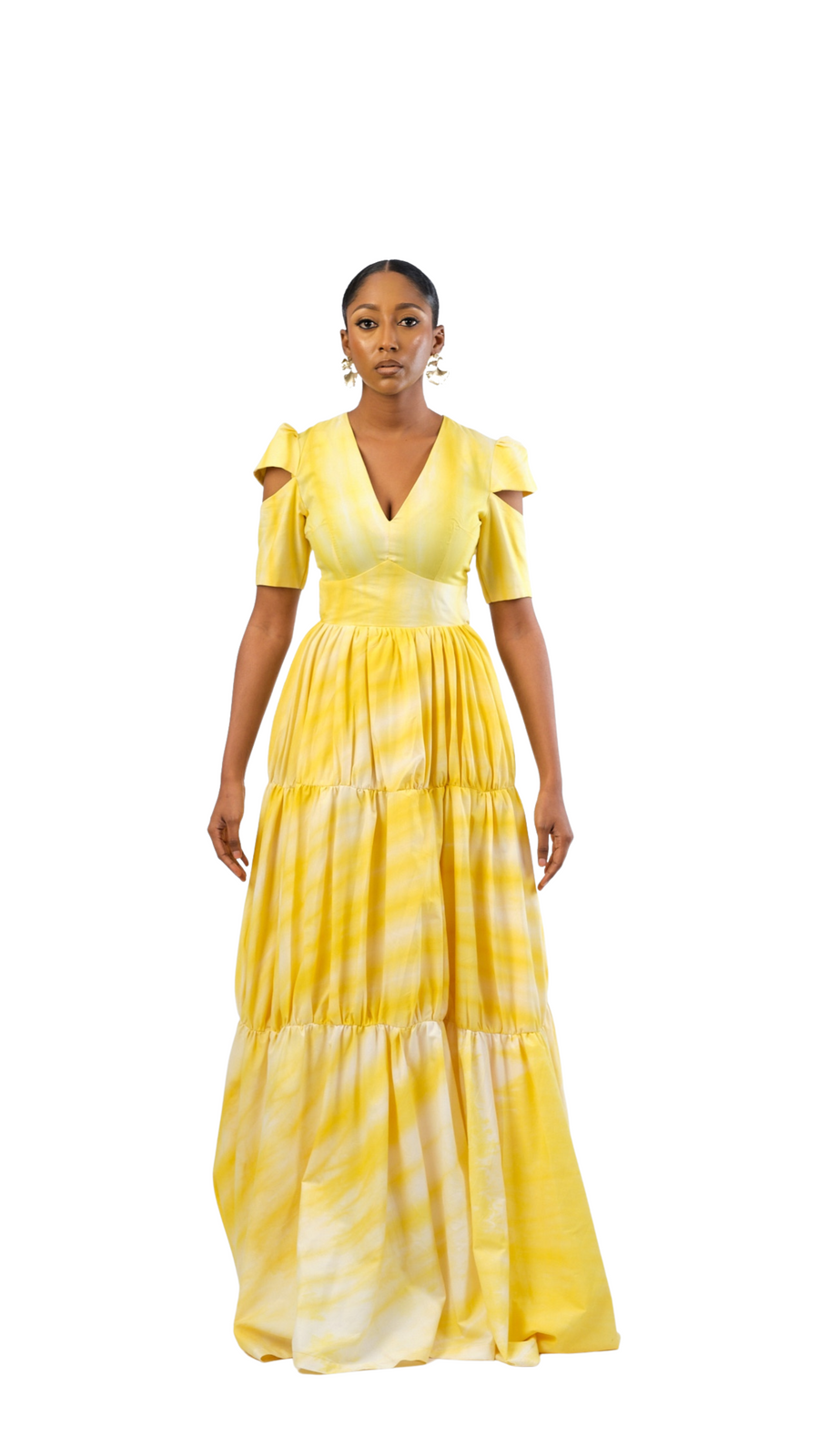 Faulah Maxi Dress - Yellow/White