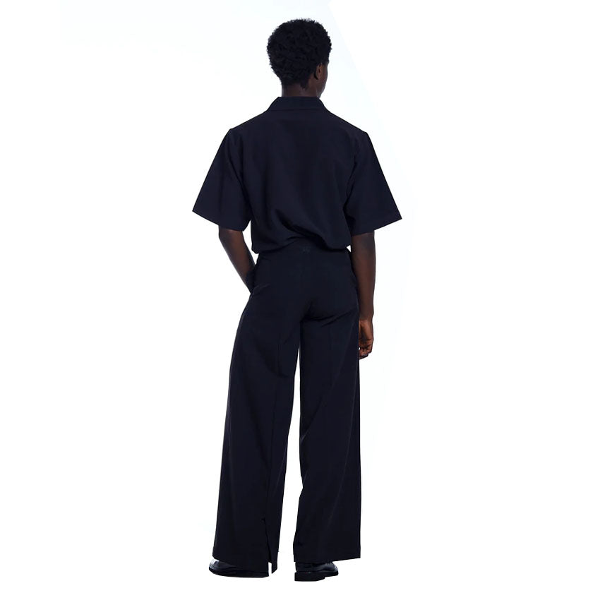 AJABENG Black Polo Collar Short Sleeve Shirt