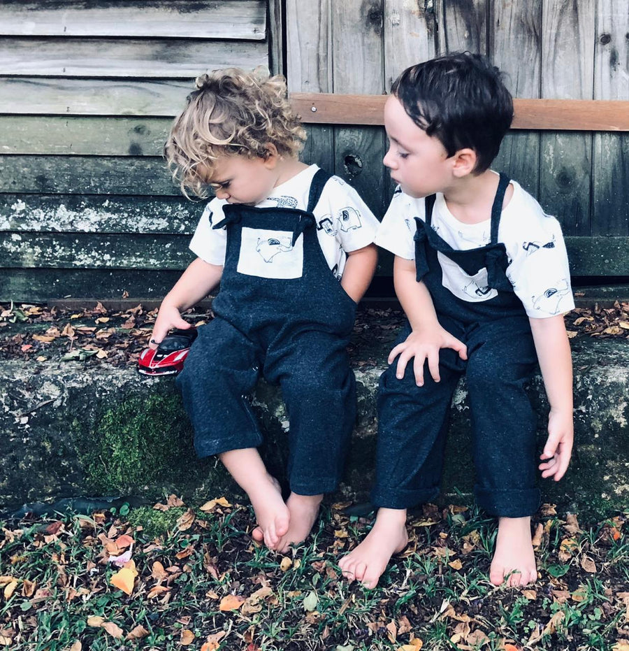 Double Knott Charcoal Dungarees