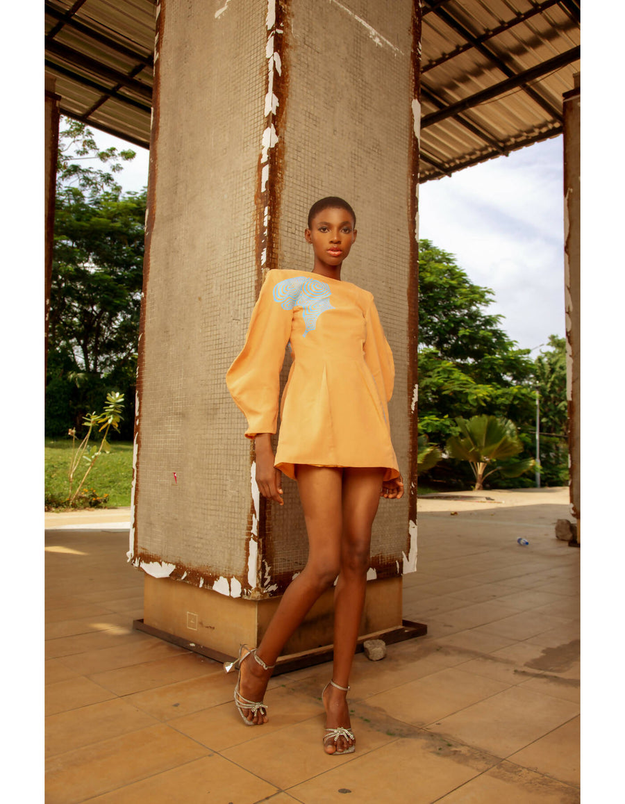 puff sleeve crepe mini dress THE UNO MINI