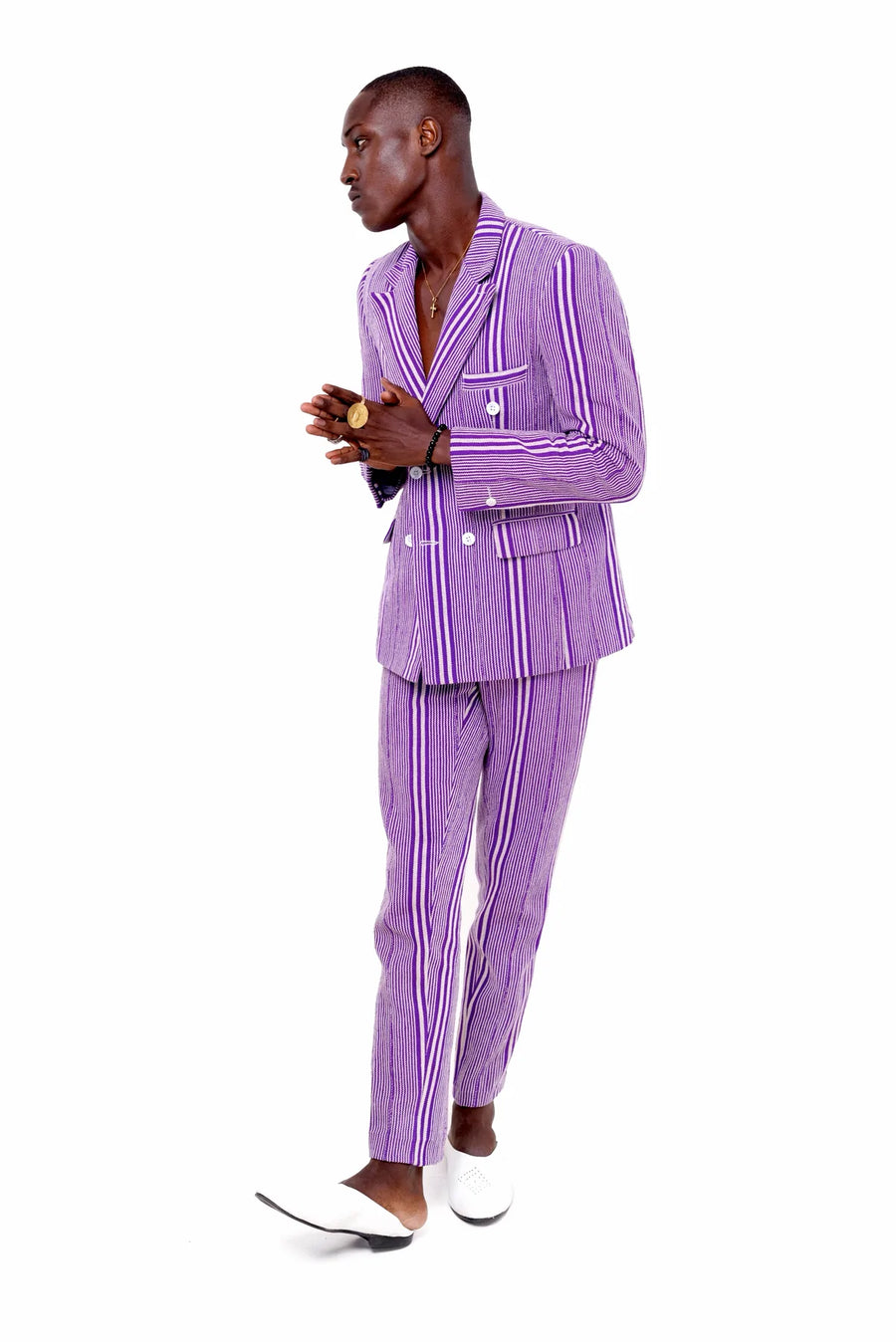 Baba V Double Breasted Suit Jacket - Purple