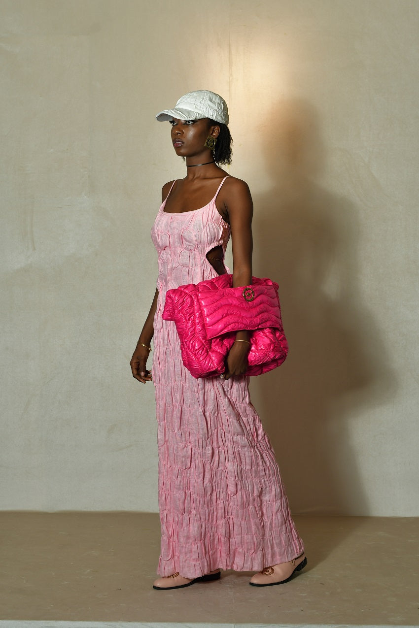 Jeudi Soir Pink Sleeveless Linen Dress
