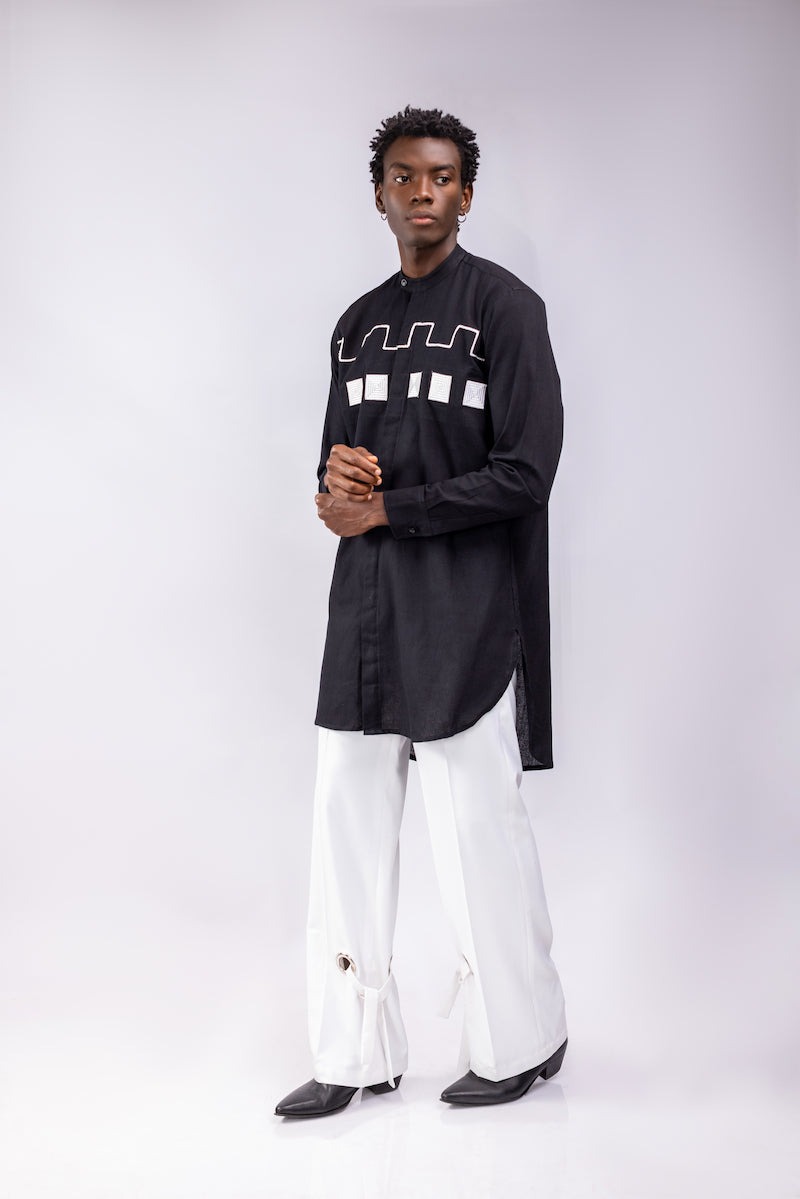 ATTO TETTEH Fitta Ringed Pants - Black