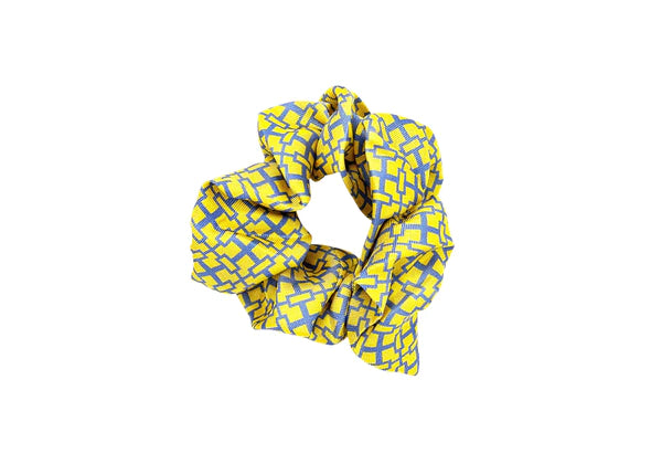 NSAA Handmade Silk Scrunchie - Blue/Yellow