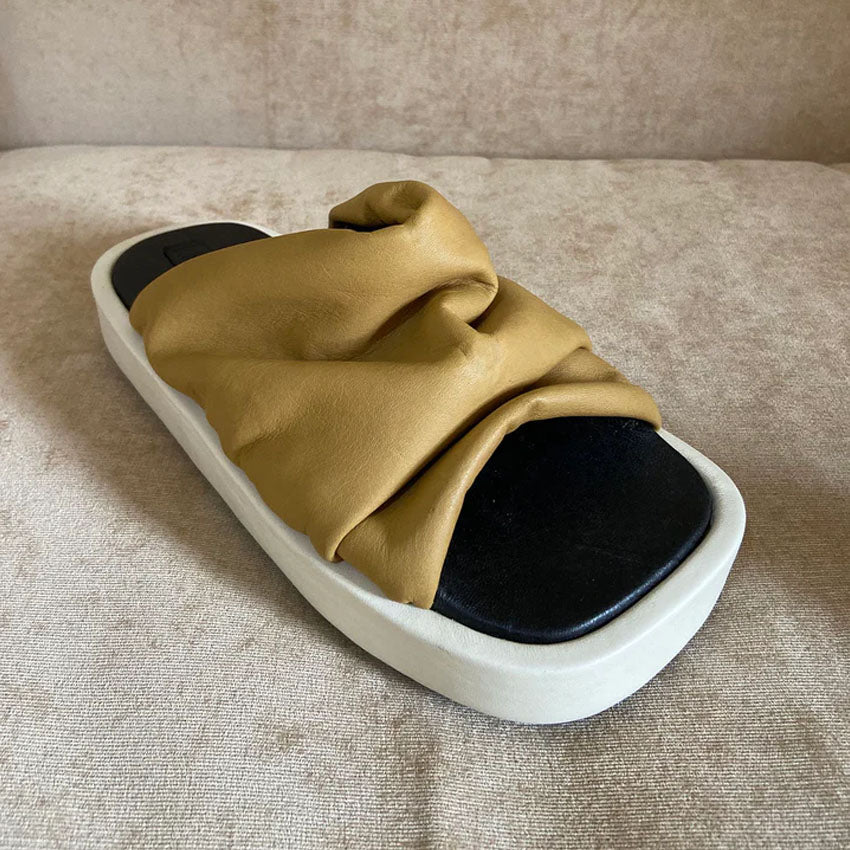 Nulu  Leather Slip On Sandals