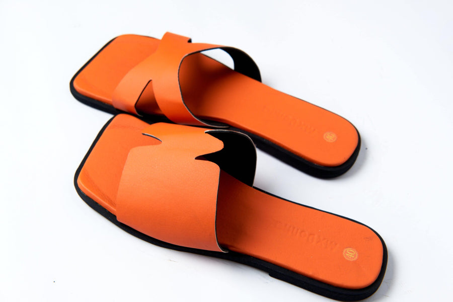 Maxine Orange Leather Sandal