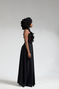 Licia Black Halter Neck Maxi Dress ADJOAA Licia Black Halter Neck Maxi Dress ADJOAA